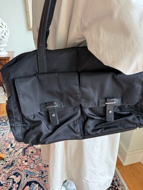 Tumi Black Nylon Messenger Tote - unisex